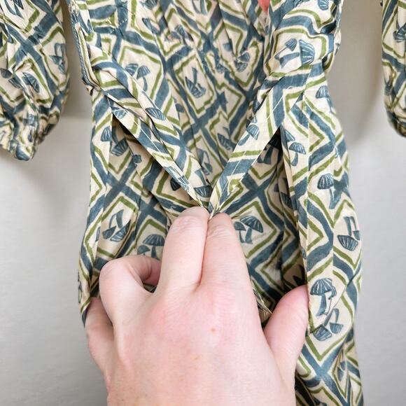 NWT Anthropologie Farm Rio V Neck Sheer Mushroom Print Wide Leg Jumpsuit Medium - Picture 6 of 16